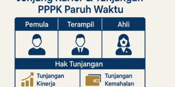 Infografis 3 jenjang karier PPPK Paruh Waktu dan jenis tunjangan sesuai UU ASN No. 20 Tahun 2023